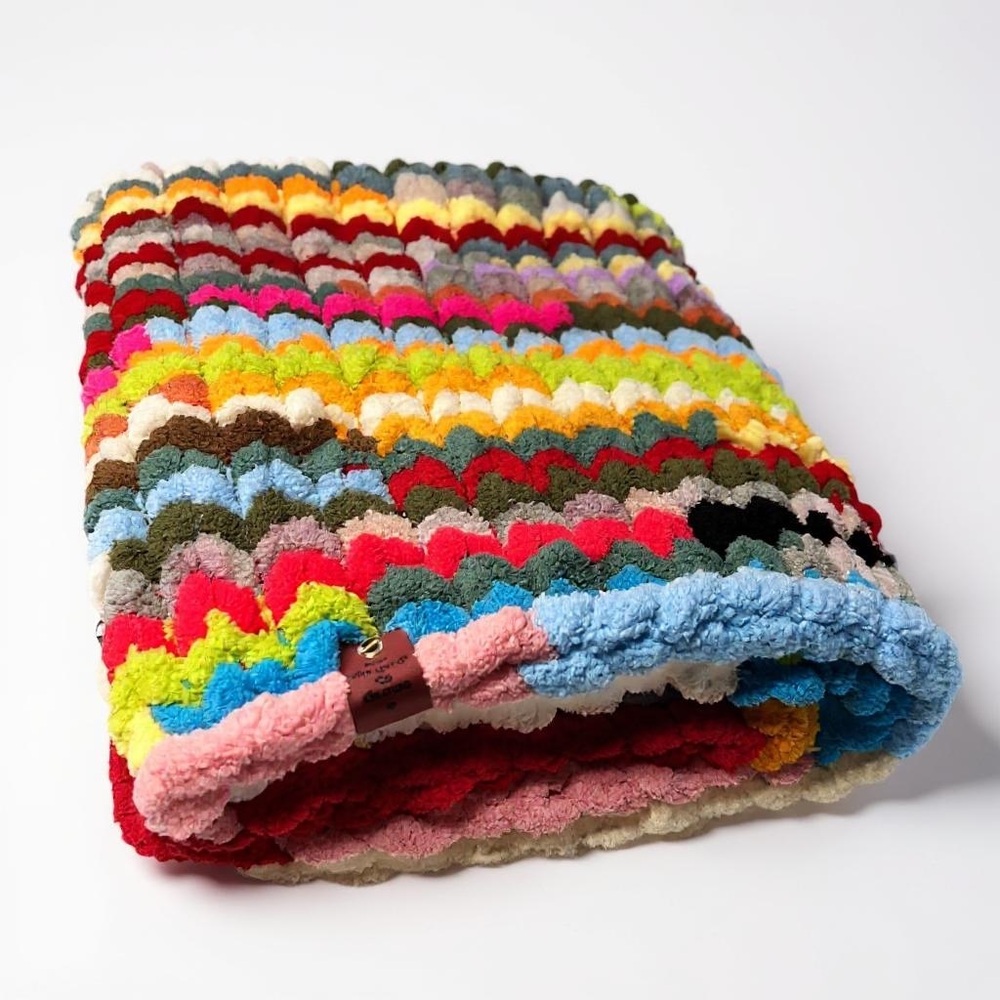 Colorful Multicolor Knit Throw Blanket